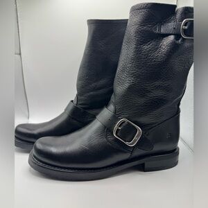 Frye Black Veronica Flex Short Leather Moto Boots Like New 8
